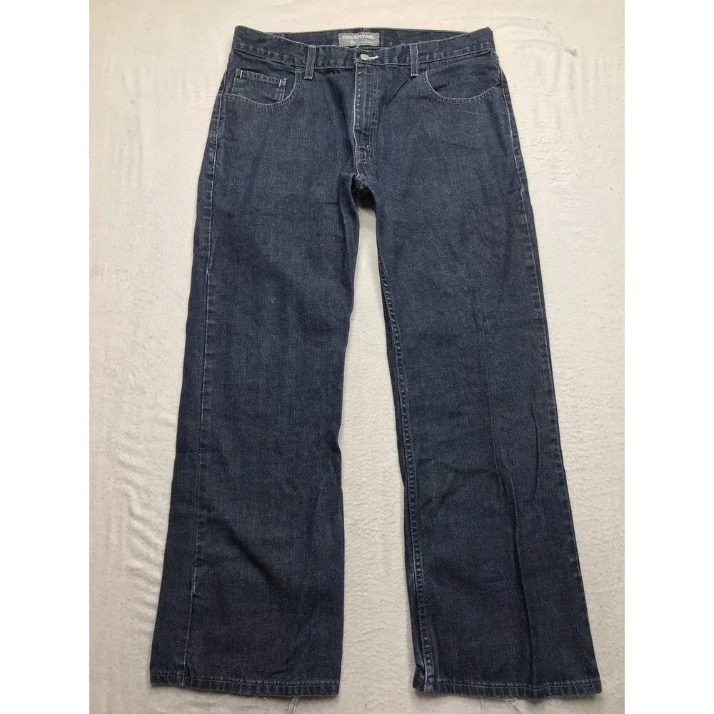 Y2K LEVIS SILVERTAB Boot Fit Jeans Men 36x30 Dark Distressed Made in Mexico '01